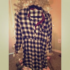 Long sleeve Plaid flannel boutique dress